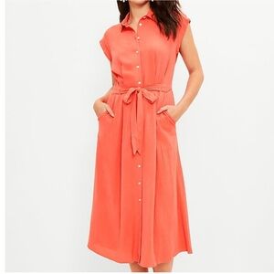 Loft Pocket Tie Belt Shirtdress
